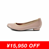 【残り僅か】Jレザーヒールバレエシューズ ピンクベージュ/エナメル