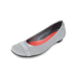 【残り僅か】ヒールバレエシューズ グレー/スエード