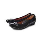 【再値下げ】ヒールバレエシューズ ブラック/エナメル