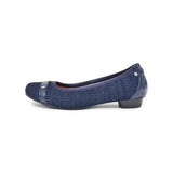 【残り僅か】ヒールバレエシューズ ネイビー/メッシュ