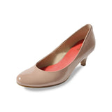 (左右別購入)ラウンドミドルヒールパンプス ピンクベ―ジュ/エナメル