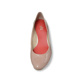 (左右別購入)ラウンドミドルヒールパンプス ピンクベ―ジュ/エナメル