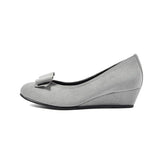 【値下げ】2WAYローウェッジパンプス グレー/スエード