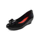 2WAYローウェッジパンプス ブラック/エナメル