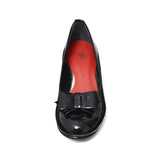 2WAYローウェッジパンプス ブラック/エナメル