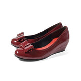 【カラー限定値下げ】2WAYローウェッジパンプス ワイン