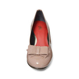 2WAYローウェッジパンプス ピンクベージュ/エナメル