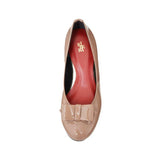 2WAYローウェッジパンプス ピンクベージュ/エナメル