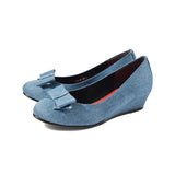 【値下げ】2WAYローウェッジパンプス デニム