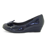 2WAYローウェッジパンプス ネイビー/エナメル