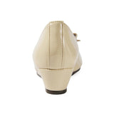 【値下げ】2WAYローウェッジパンプス ベージュ/エナメル