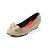 【値下げ】2WAYローウェッジパンプス ベージュ/エナメル