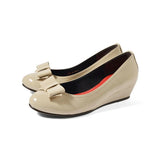 【値下げ】2WAYローウェッジパンプス ベージュ/エナメル