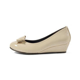 【値下げ】2WAYローウェッジパンプス ベージュ/エナメル