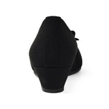 2WAYローウェッジパンプス ブラック/スエード