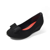 2WAYローウェッジパンプス ブラック/スエード