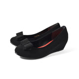 2WAYローウェッジパンプス ブラック/スエード