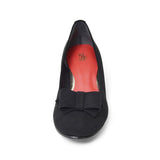 2WAYローウェッジパンプス ブラック/スエード