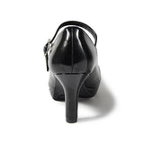 ストームストラップハイヒールパンプス ブラック/エナメル