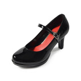 ストームストラップハイヒールパンプス ブラック/エナメル