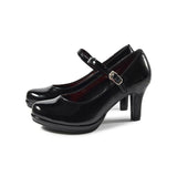 ストームストラップハイヒールパンプス ブラック/エナメル