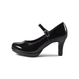 ストームストラップハイヒールパンプス ブラック/エナメル