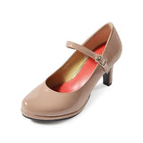 ストームストラップハイヒールパンプス ピンクベージュ/エナメル