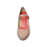 ストームストラップハイヒールパンプス ピンクベージュ/エナメル