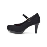 ストームストラップハイヒールパンプス ブラック/スエード