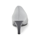 ラウンドオープントゥハイヒールパンプス グレー/スエード