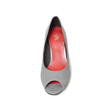 ラウンドオープントゥハイヒールパンプス グレー/スエード