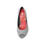 ラウンドオープントゥハイヒールパンプス グレー/スエード