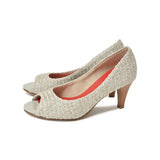 ラウンドオープントゥハイヒールパンプス ナチュラル/メッシュ