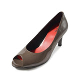 ラウンドオープントゥハイヒールパンプス オリーブ