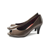 ラウンドオープントゥハイヒールパンプス オリーブ