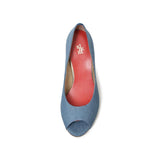 ラウンドオープントゥハイヒールパンプス デニム