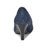 ラウンドオープントゥハイヒールパンプス ネイビー/メッシュ