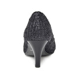 (左右別購入)ラウンドオープントゥハイヒールパンプス ブラック/メッシュ