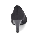 ラウンドオープントゥハイヒールパンプス ブラック/スエード