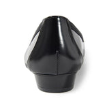 Jレザーヒールバレエシューズ ブラック/エナメル