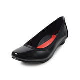 Jレザーヒールバレエシューズ ブラック/エナメル