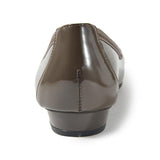 Jレザーヒールバレエシューズ オリーブ/エナメル