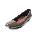 Jレザーヒールバレエシューズ オリーブ/エナメル