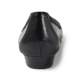 Jレザーヒールバレエシューズ ブラック/スムース