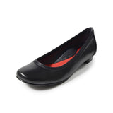 Jレザーヒールバレエシューズ ブラック/スムース