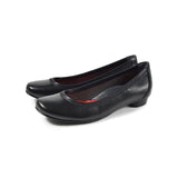 Jレザーヒールバレエシューズ ブラック/スムース