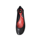 Jレザーヒールバレエシューズ ブラック/スムース