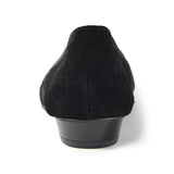 Jレザーヒールバレエシューズ ブラック/スエード