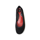 Jレザーヒールバレエシューズ ブラック/スエード