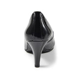 【残り僅か】Jレザーラウンドハイヒールパンプス ブラック/エナメル